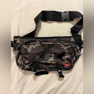 Sprayground Camo Belt or Crossbody Bag with Black and Red Accents
